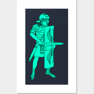 aqua green imperial roman legionnaire Posters and Art